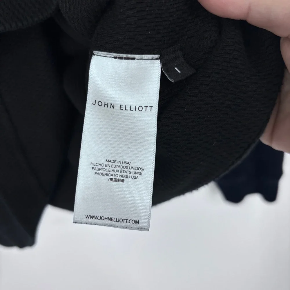 John Elliott Folsom Thermal Waffle Knit Sweatshirt‎ Mens 1 Small Black Raglan